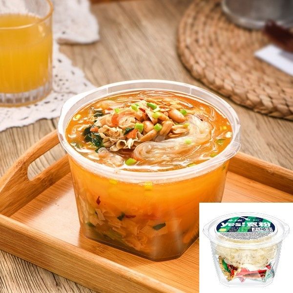 De l'eau bouillante 5 mins Large Vermicelli plat Noodles instantanées avec des arachides et larges Vermicelli